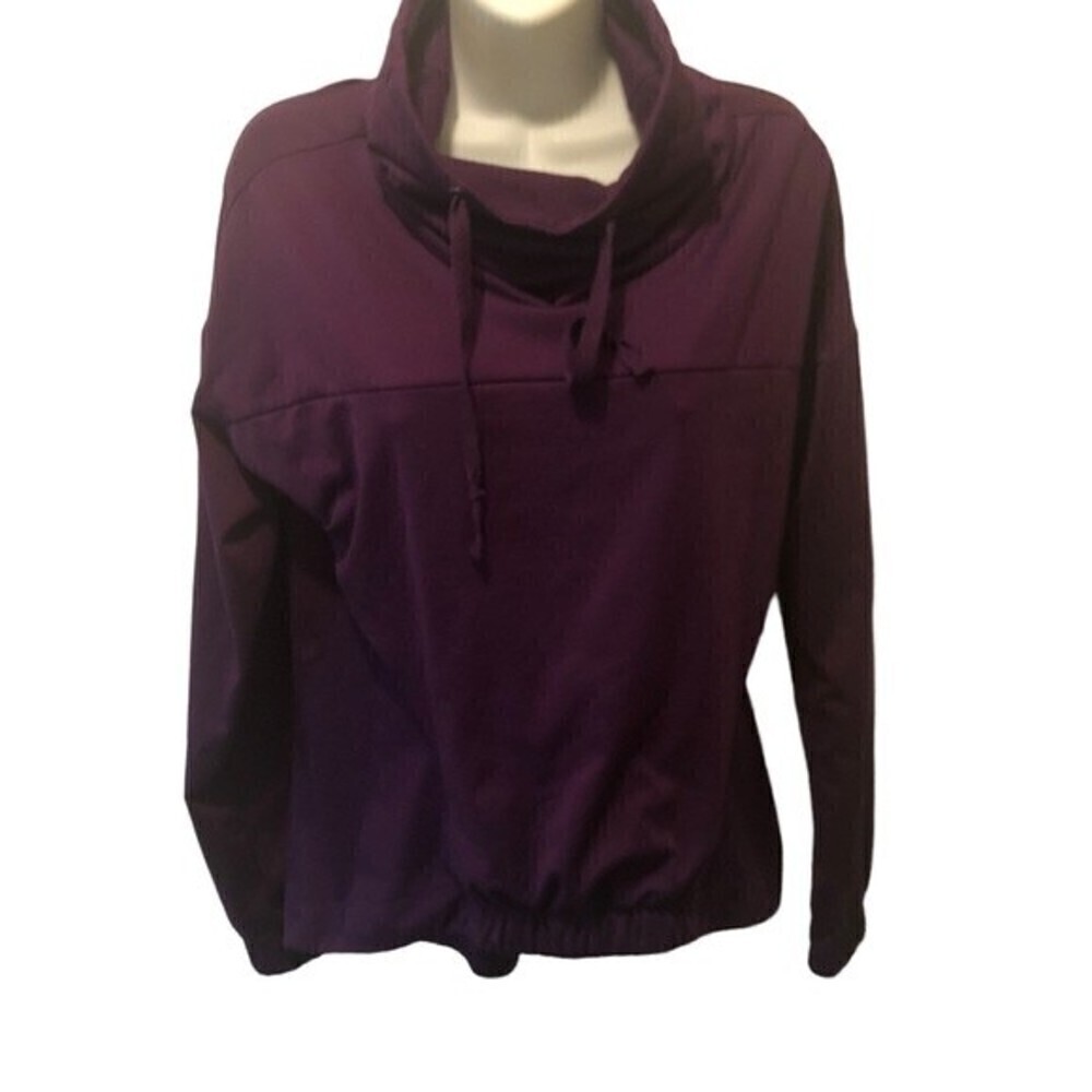 Fabletics Europa Cowl Neck Sweatshirt SZ. S PURPLE Funnel Pullover Stretch - Picture 2 of 6